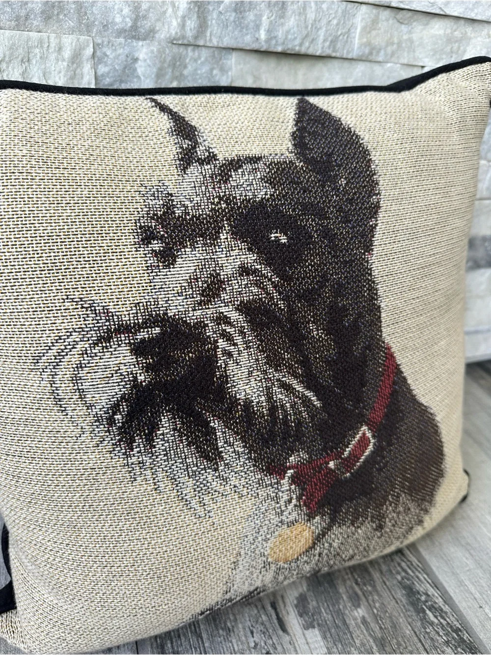 Schnauzer Needlepoint Decorative Pillow